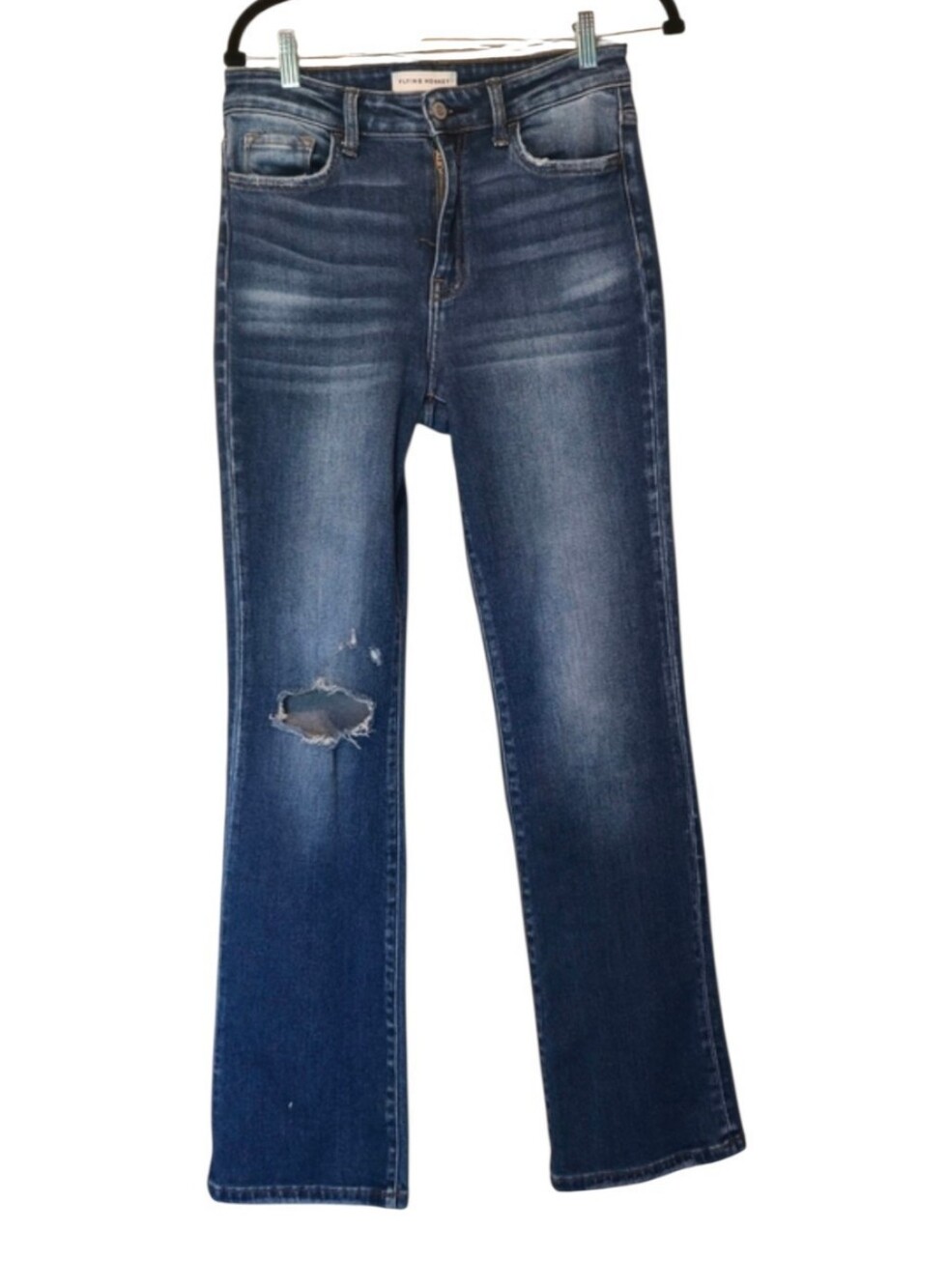 Flying Monkey Blue Flare Jeans with Knee Distress